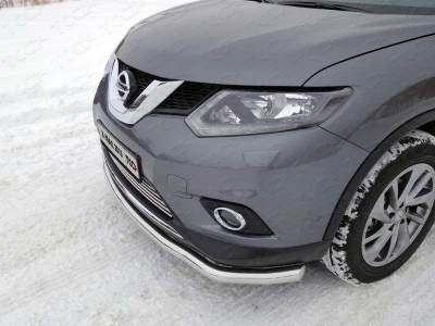 Защита переднего бампера 60 мм ТСС для Nissan X-Trail 2015-2018