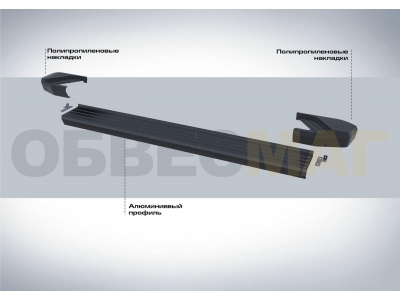 Пороги алюминиевые Rival Black New для Mitsubishi Eclipse Cross 2018-2021