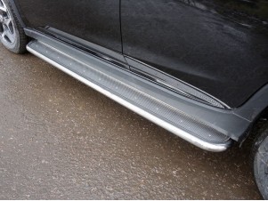 Пороги с площадкой нержавеющий лист 42 мм для Subaru XV № SUBXV17-07