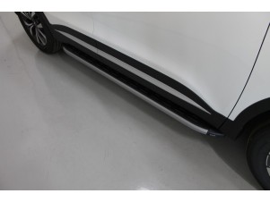 Пороги алюминиевые с пластиковой накладкой карбон серебро для Chery Tiggo 7 Pro № CHERTIG7P20-31SL